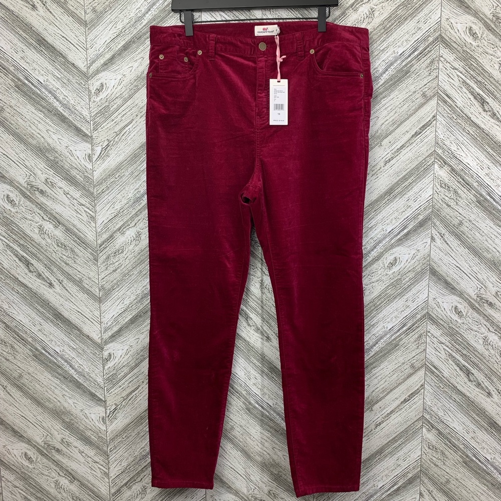 Vineyard Vines • Beet Red Velvet High-rise Pants
